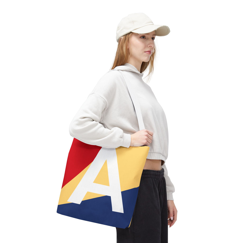 Monogram 'A' Colorblock Tote Bag — Personalized Initial A Shoulder Tote