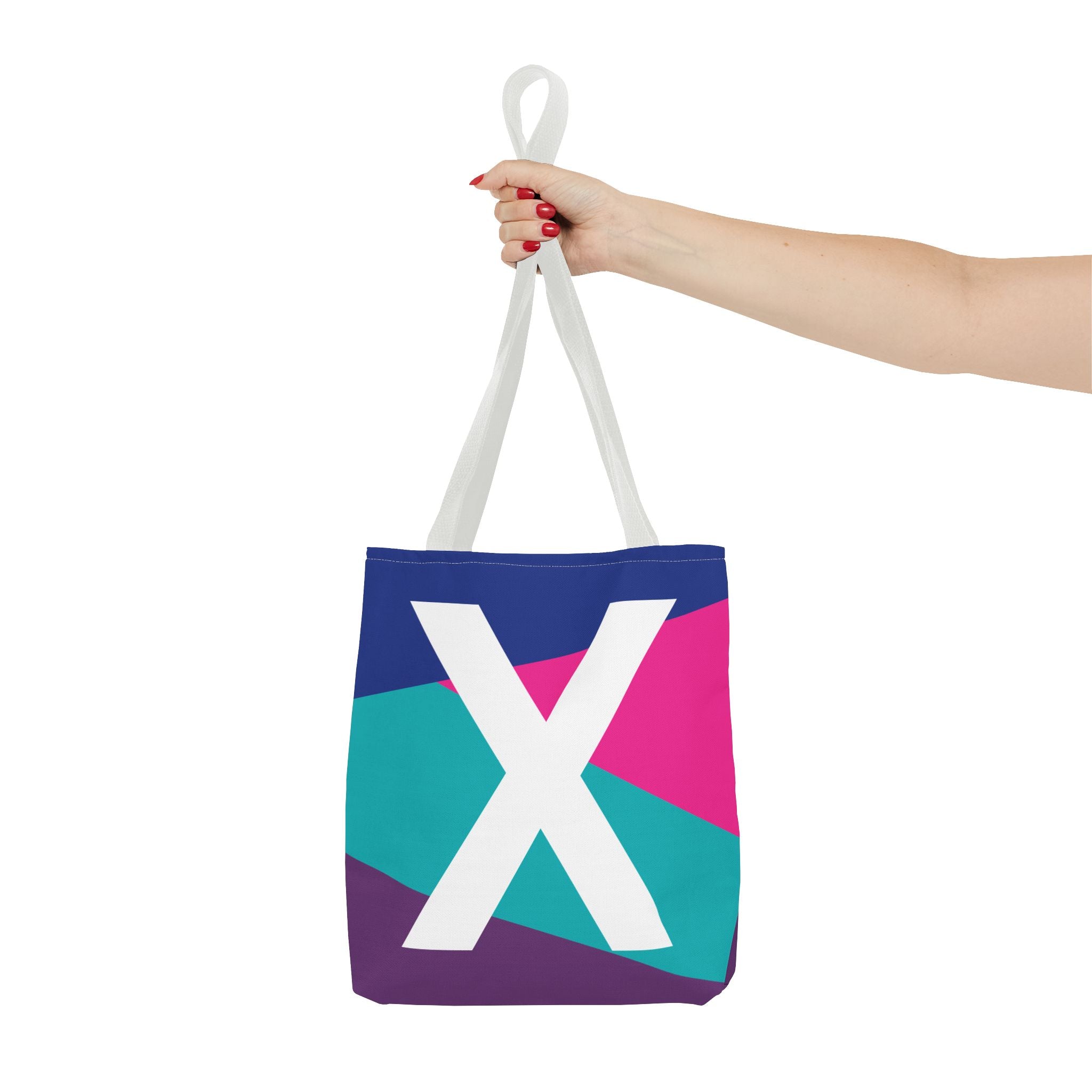 Monogram 'X' Colorblock Tote Bag — Personalized Initial X Shoulder Tote