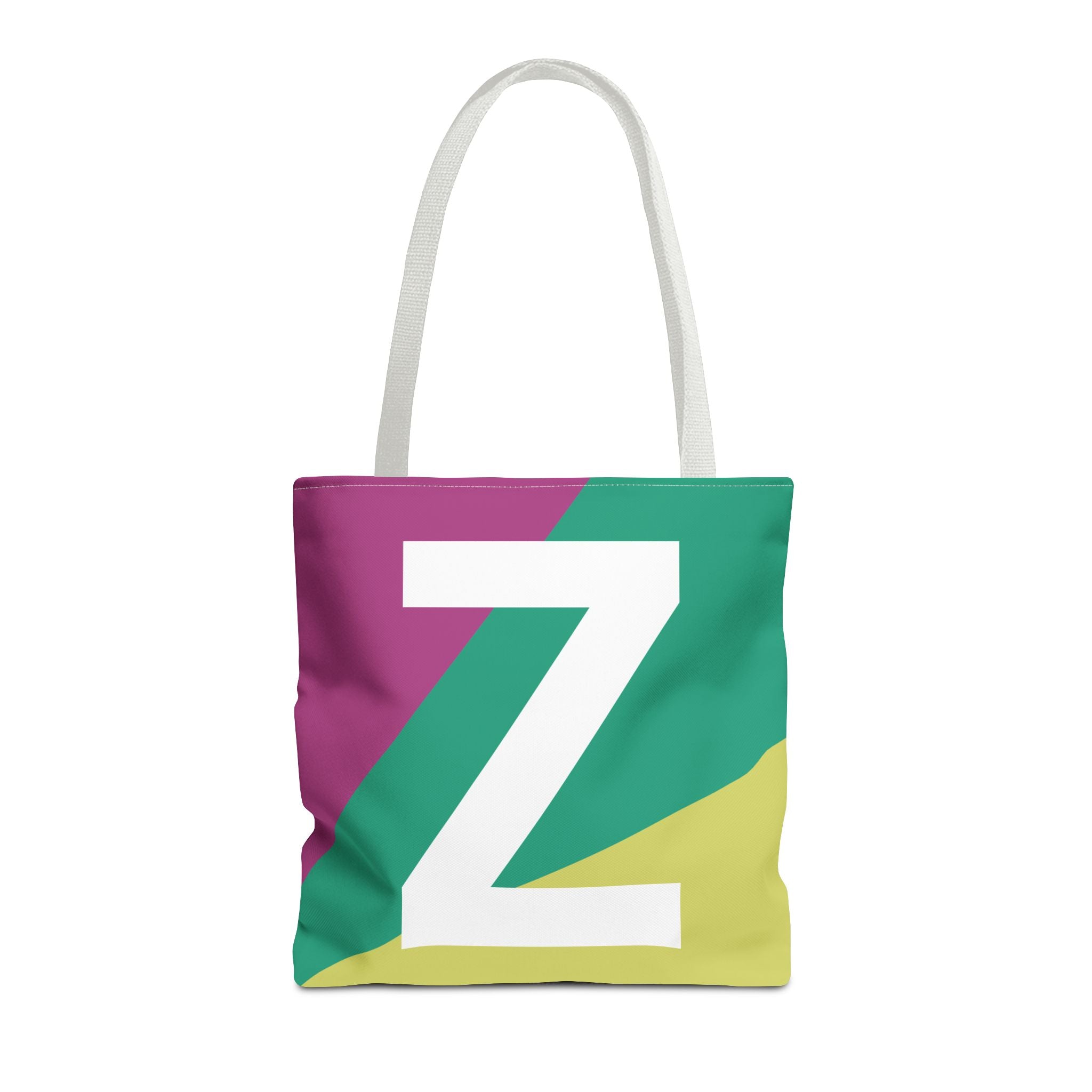 Monogram 'Z' Colorblock Tote Bag — Personalized Initial Z Shoulder Tote