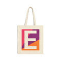Initial E Colorblock Canvas Tote Bag — Monogram Letter E Reusable Grocery Tote