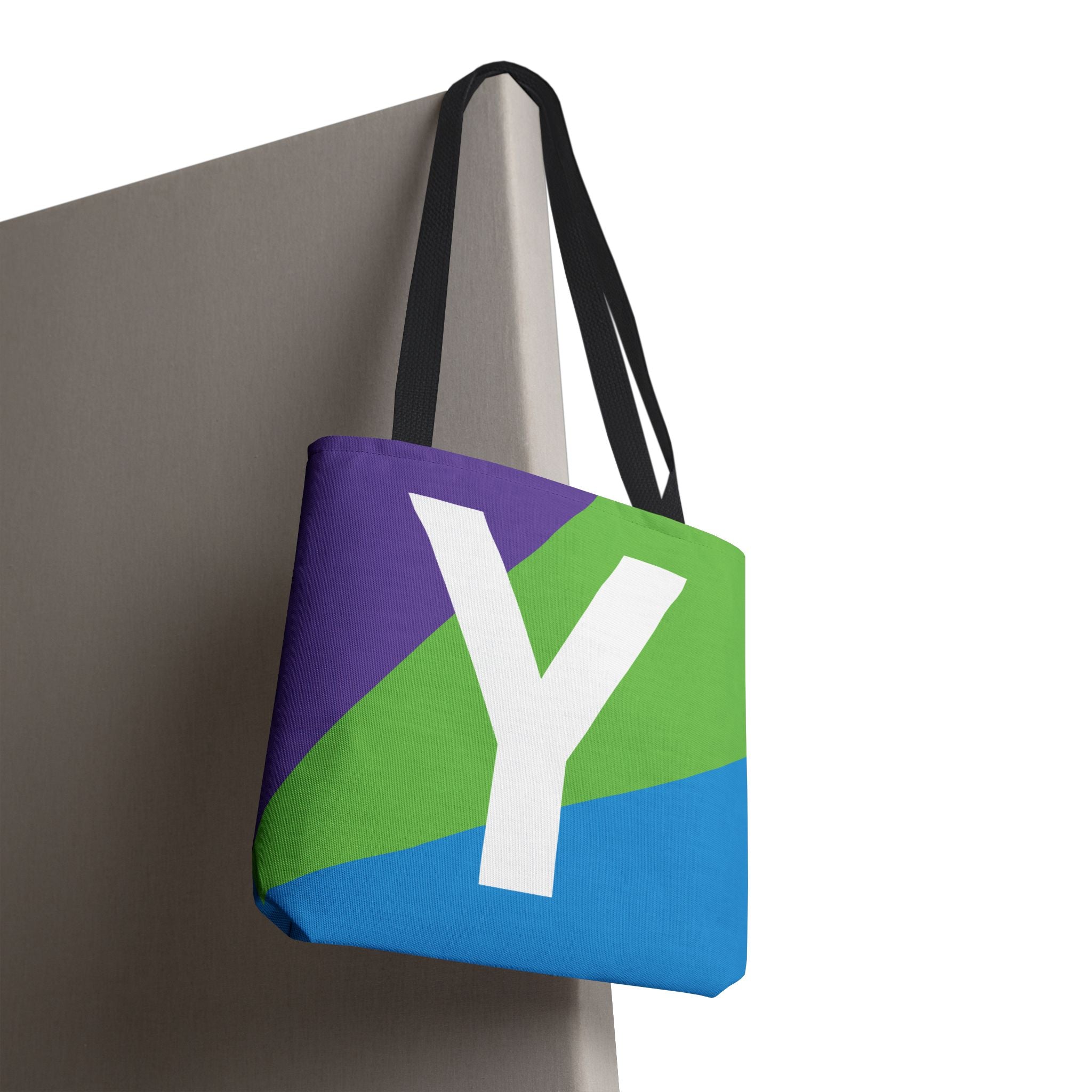 Monogram 'Y' Colorblock Tote Bag — Personalized Initial Y Shoulder Tote