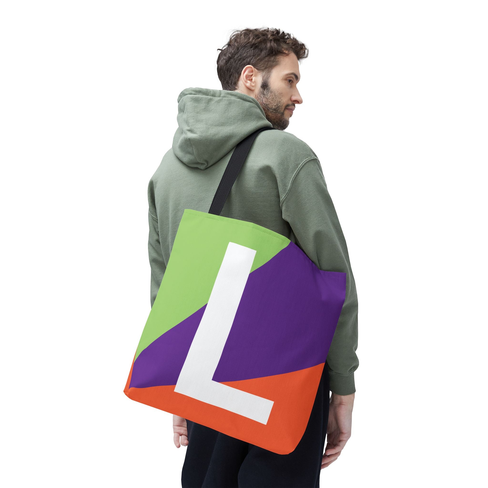 Monogram 'L' Colorblock Tote Bag — Personalized Initial L Shoulder Tote