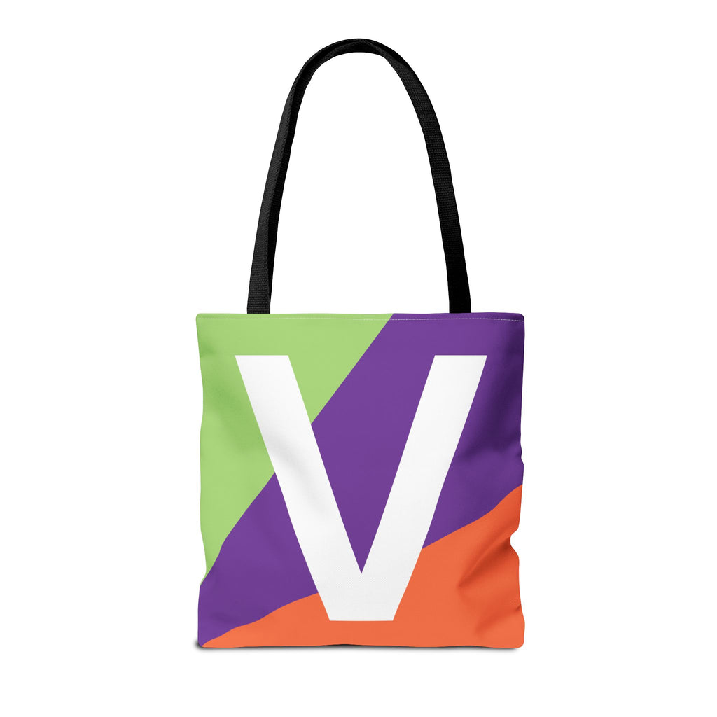 Monogram 'V' Colorblock Tote Bag — Personalized Initial V Shoulder Tote
