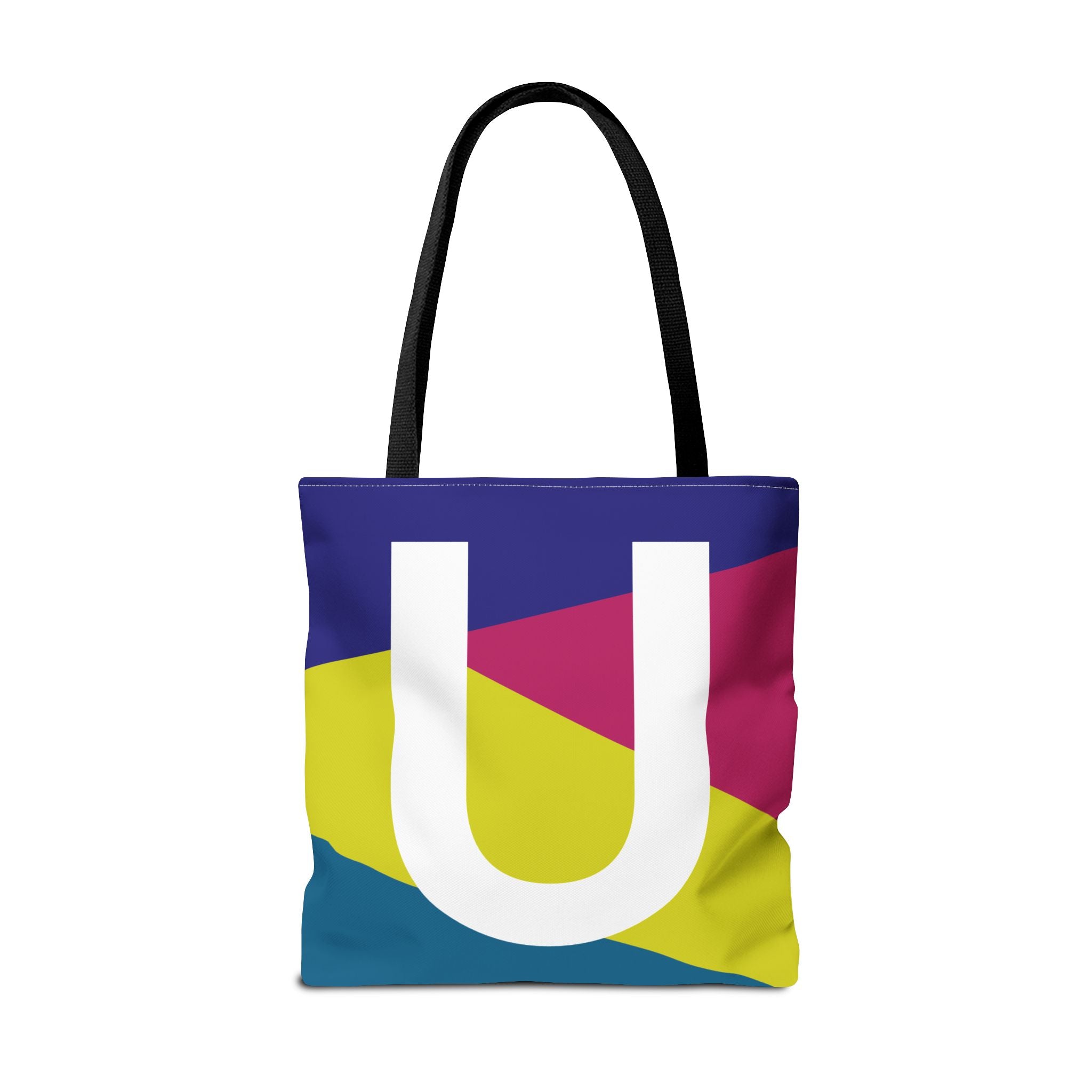 Monogram 'U' Colorblock Tote Bag — Personalized Initial U Shoulder Tote