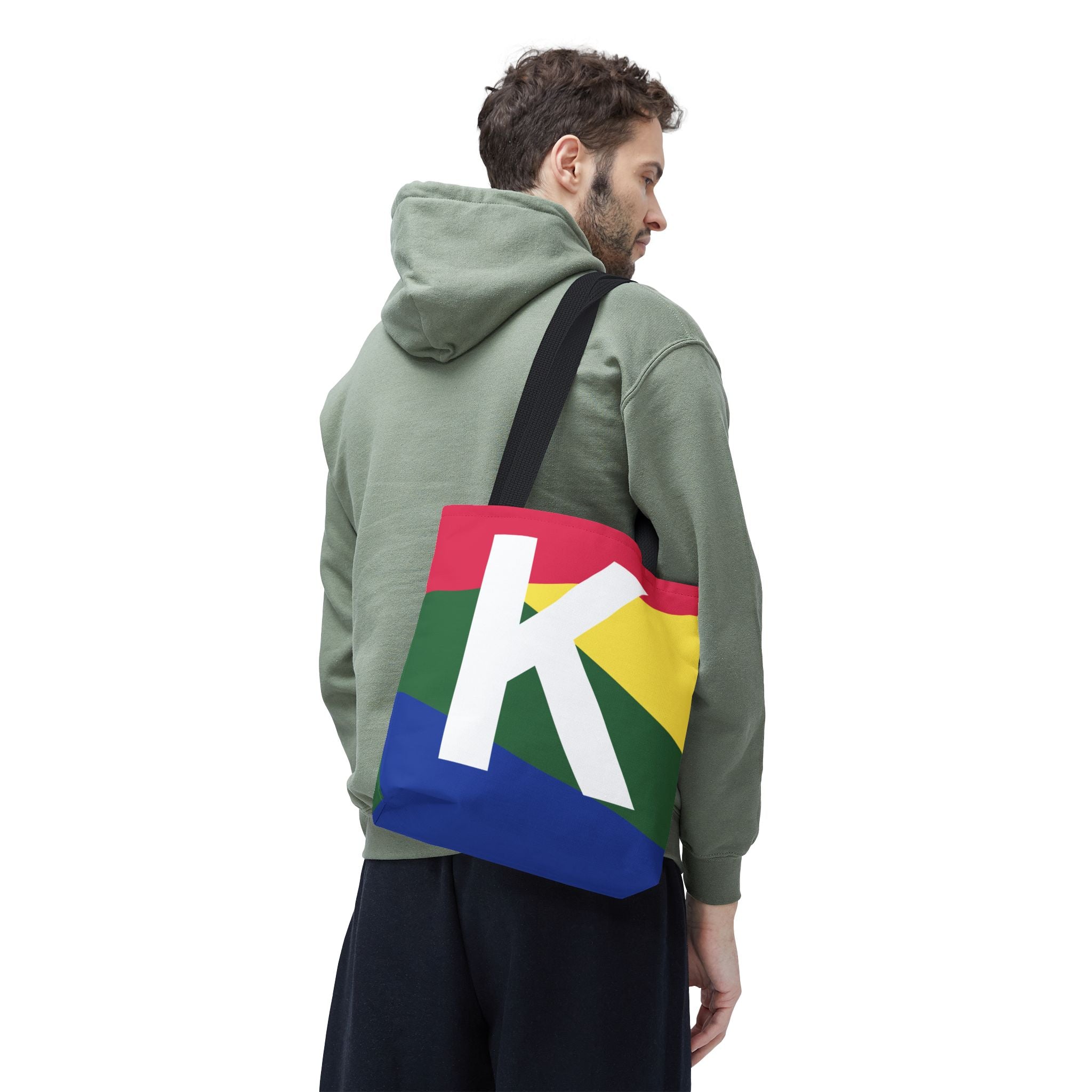 Monogram 'K' Colorblock Tote Bag — Personalized Initial K Shoulder Tote