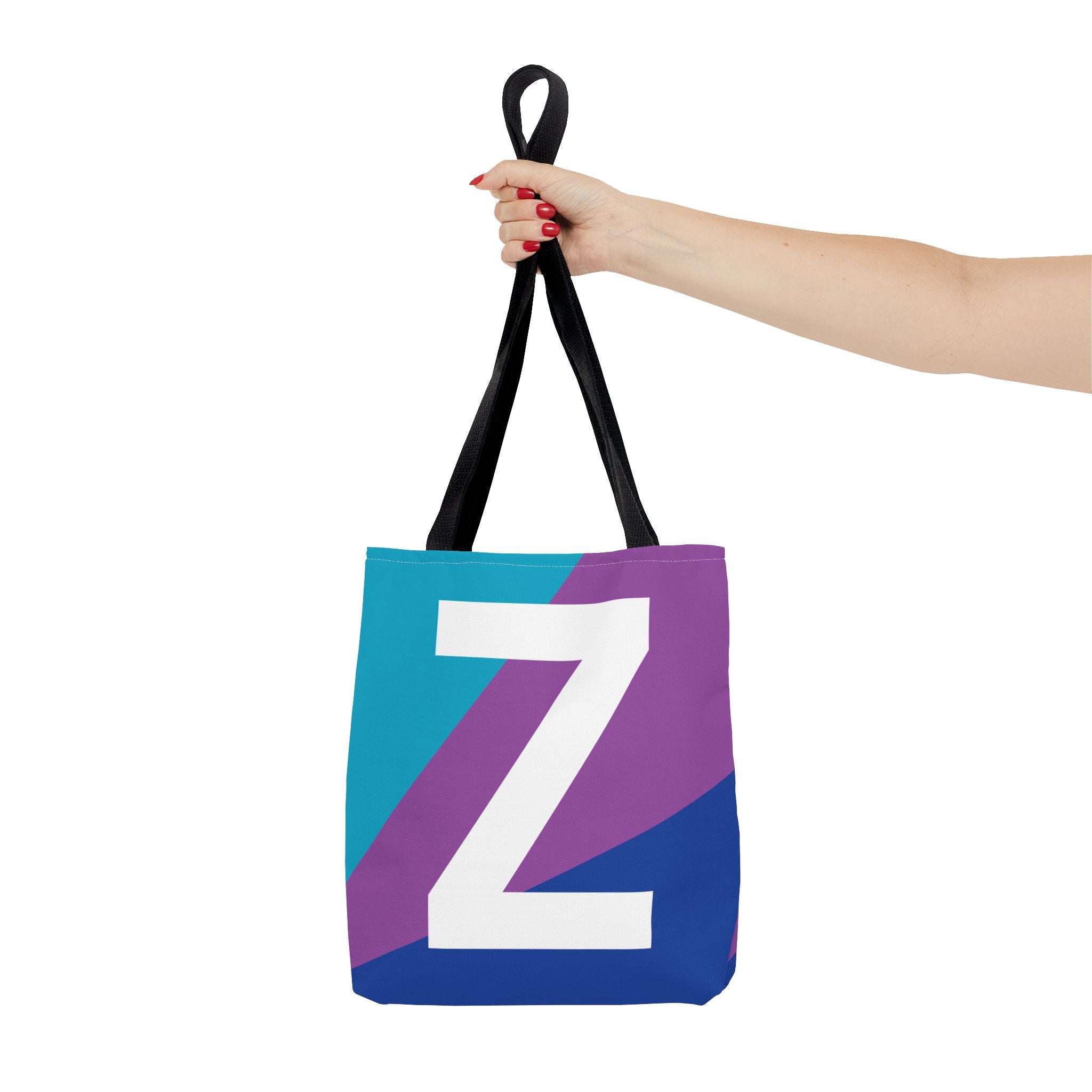 Monogram 'Z' Colorblock Tote Bag — Personalized Initial Z Shoulder Tote