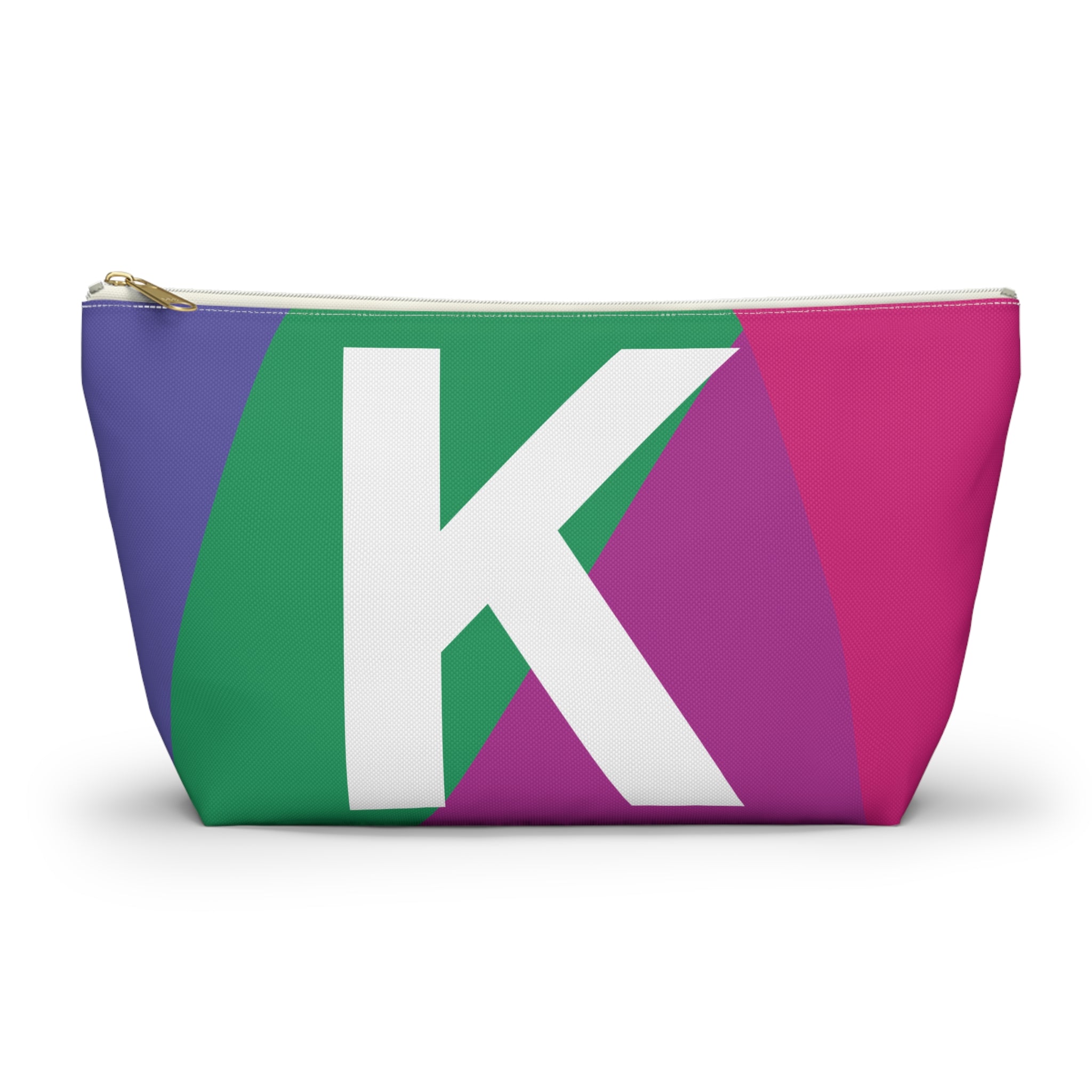 Initials Colorblock Accessory Pouch — Monogram K T-Bottom Cosmetic Bag