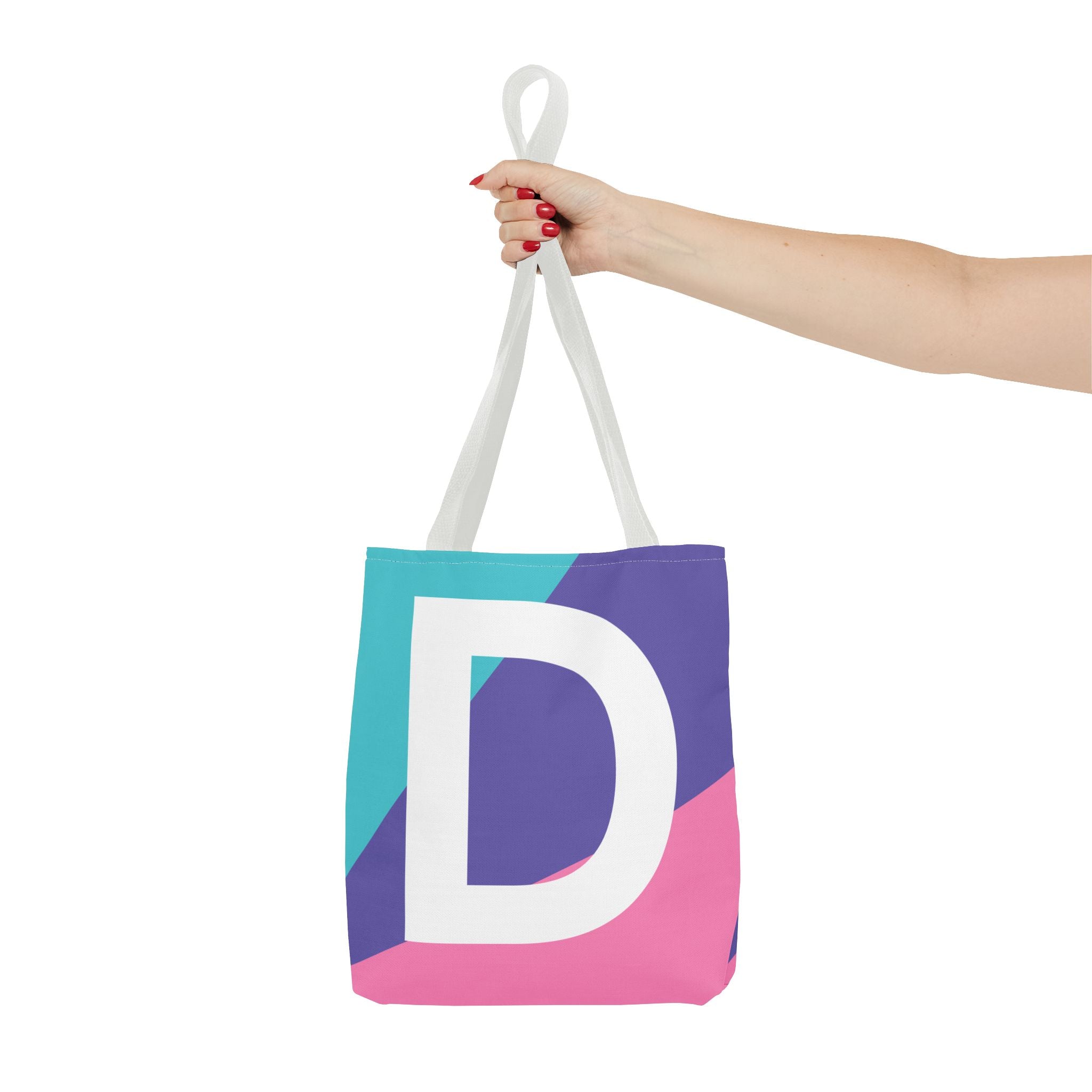 Monogram 'D' Colorblock Tote Bag — Personalized Initial D Shoulder Tote