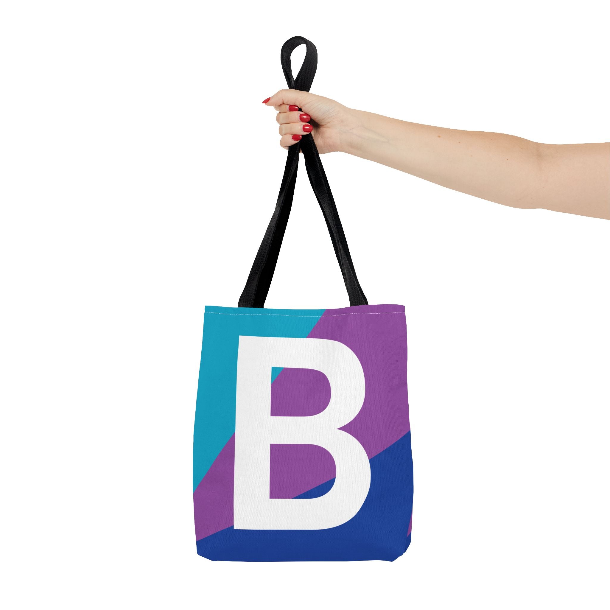 Monogram 'B' Colorblock Tote Bag — Personalized Initial B Shoulder Tote