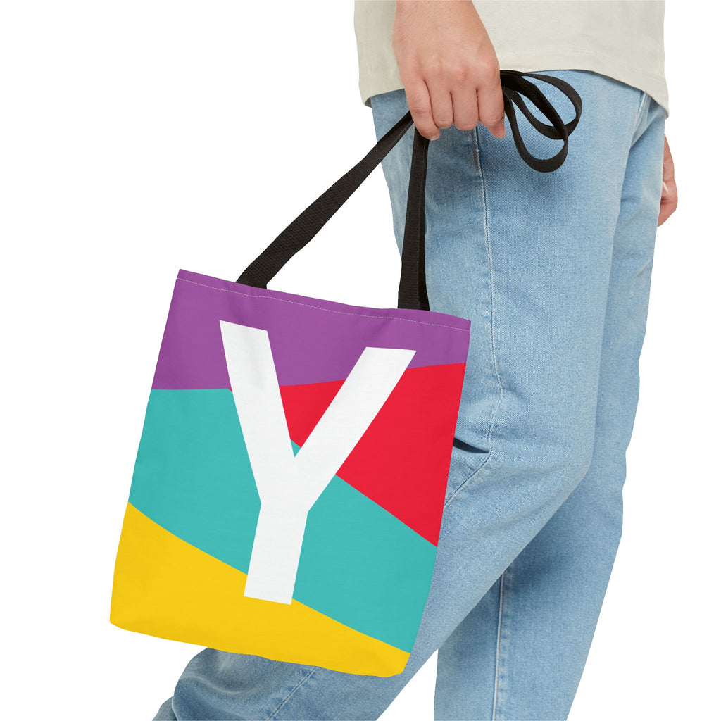 Monogram 'Y' Colorblock Tote Bag — Personalized Initial Y Shoulder Tote