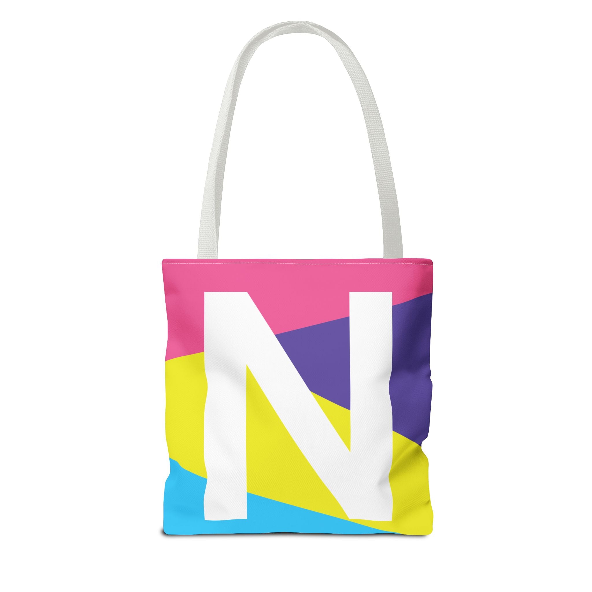 Monogram 'N' Colorblock Tote Bag — Personalized Initial N Shoulder Tote