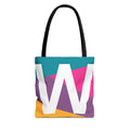 Monogram 'W' Colorblock Tote Bag — Personalized Initial W Shoulder Tote
