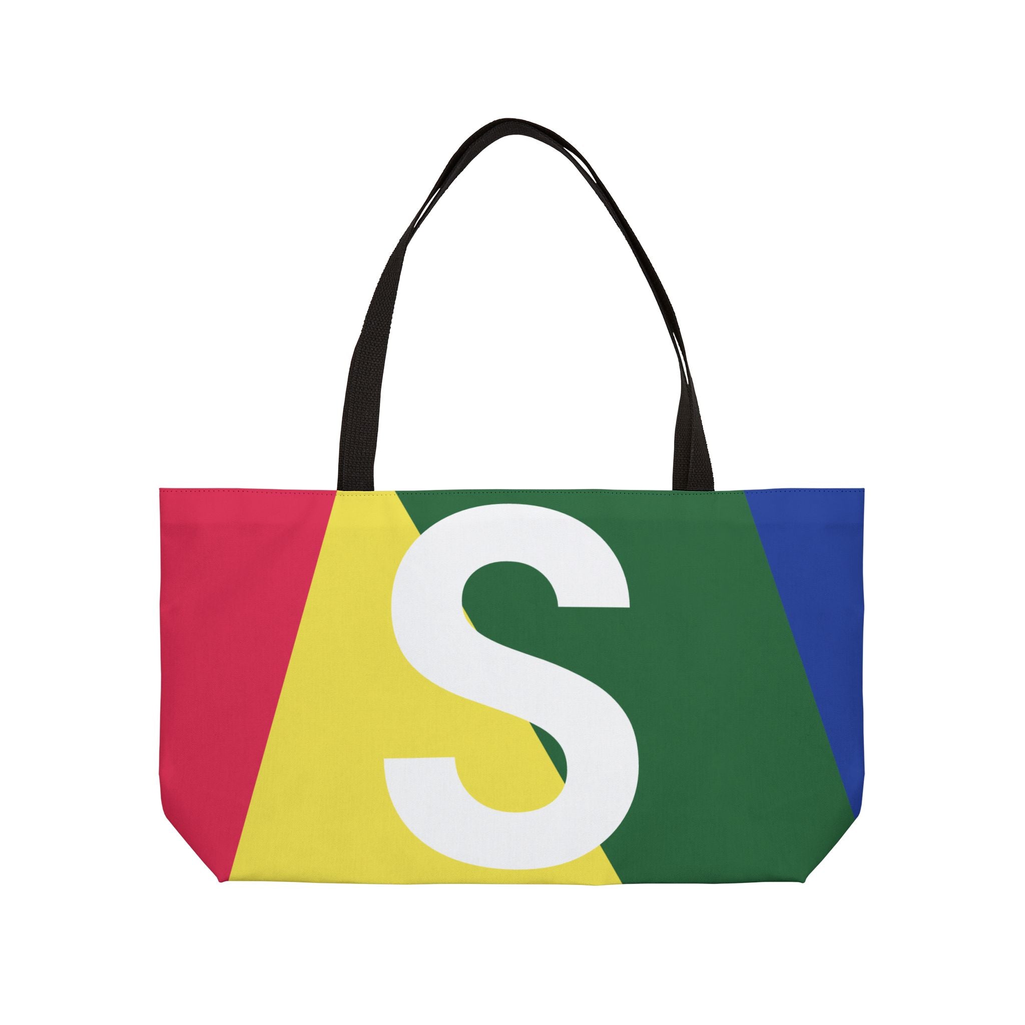 Personalized 'S' Colorblock Tote Bag — Monogram Weekender Tote