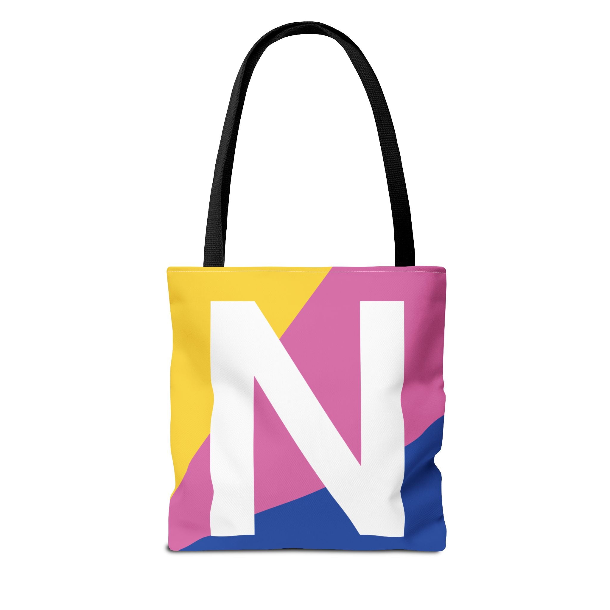 Monogram 'N' Colorblock Tote Bag — Personalized Initial N Shoulder Tote