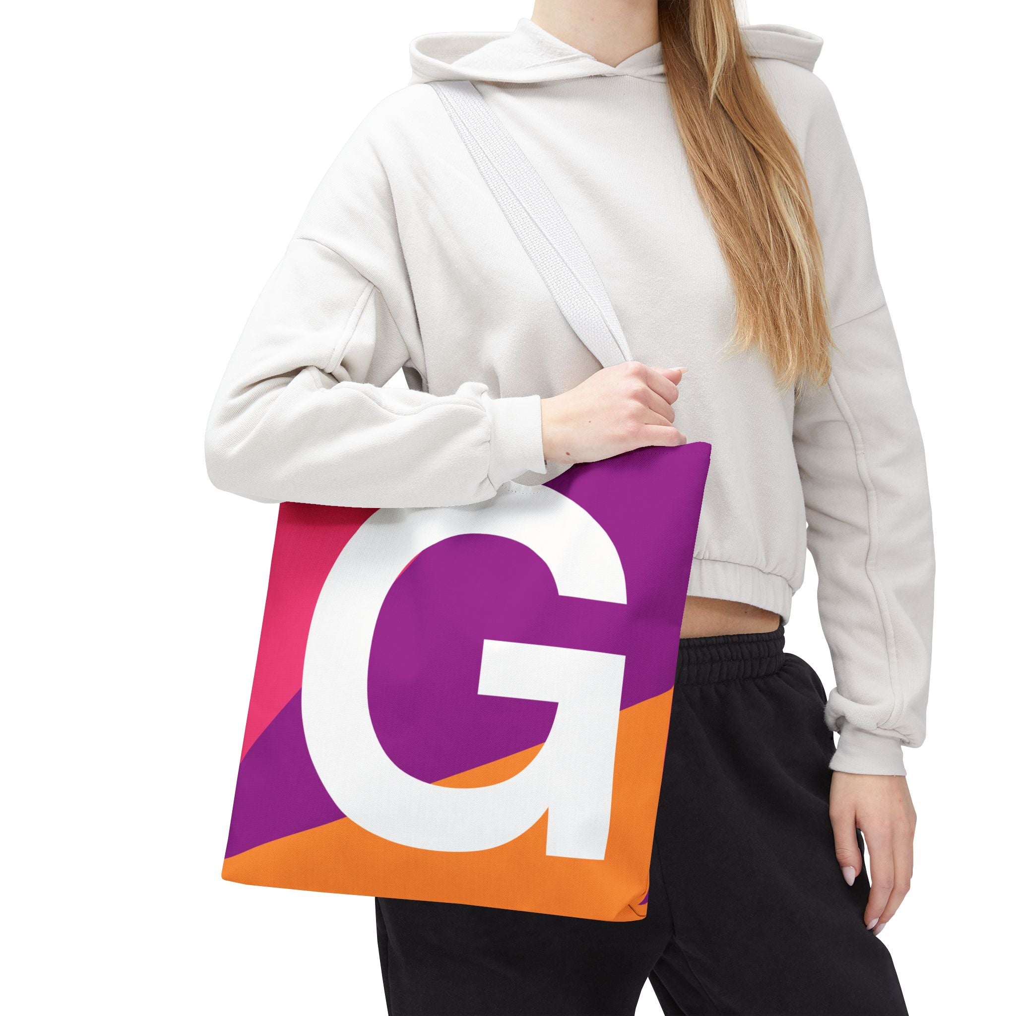 Monogram 'G' Colorblock Tote Bag — Personalized Initial G Shoulder Tote