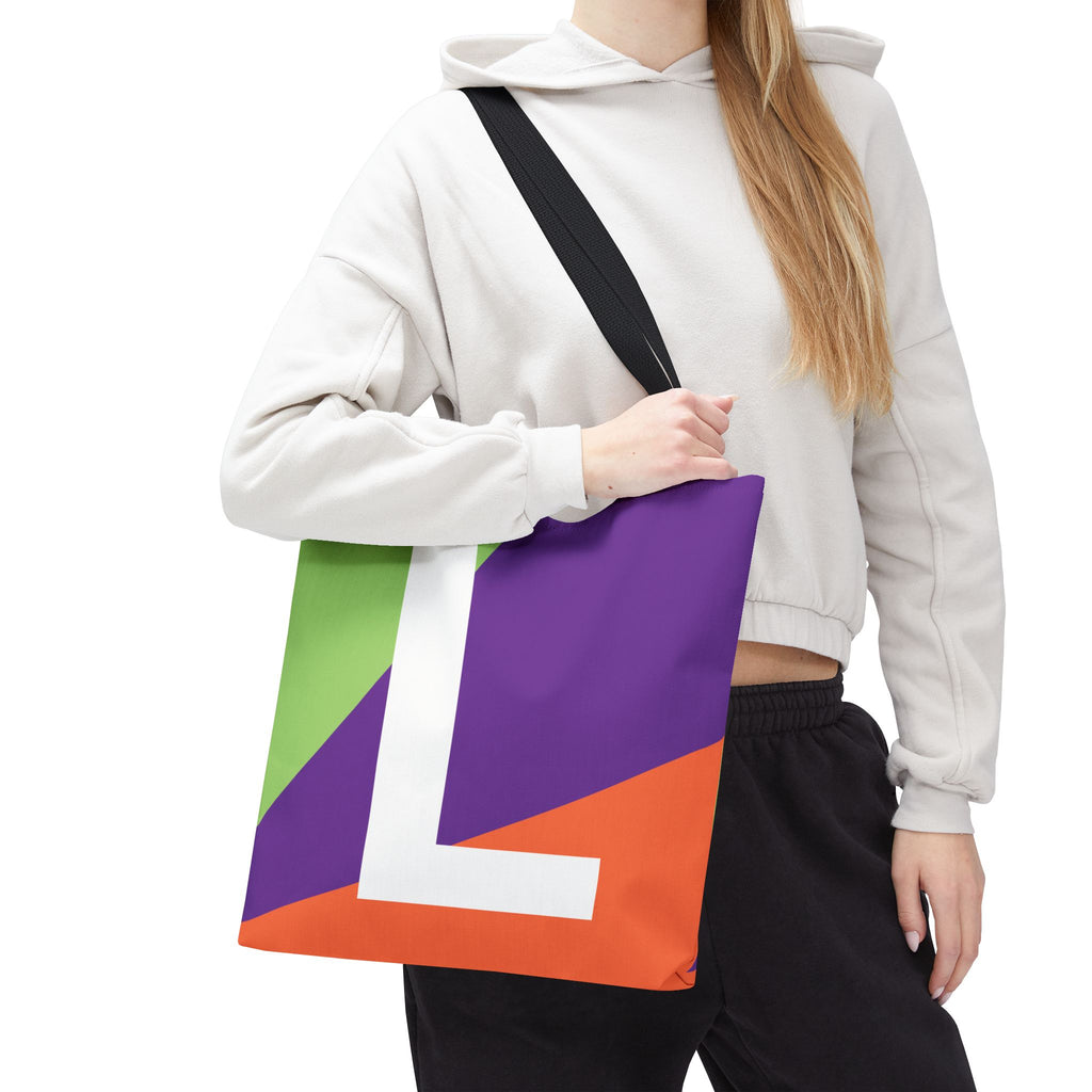 Monogram 'L' Colorblock Tote Bag — Personalized Initial L Shoulder Tote