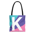 Monogram 'K' Colorblock Tote Bag — Personalized Initial K Shoulder Tote