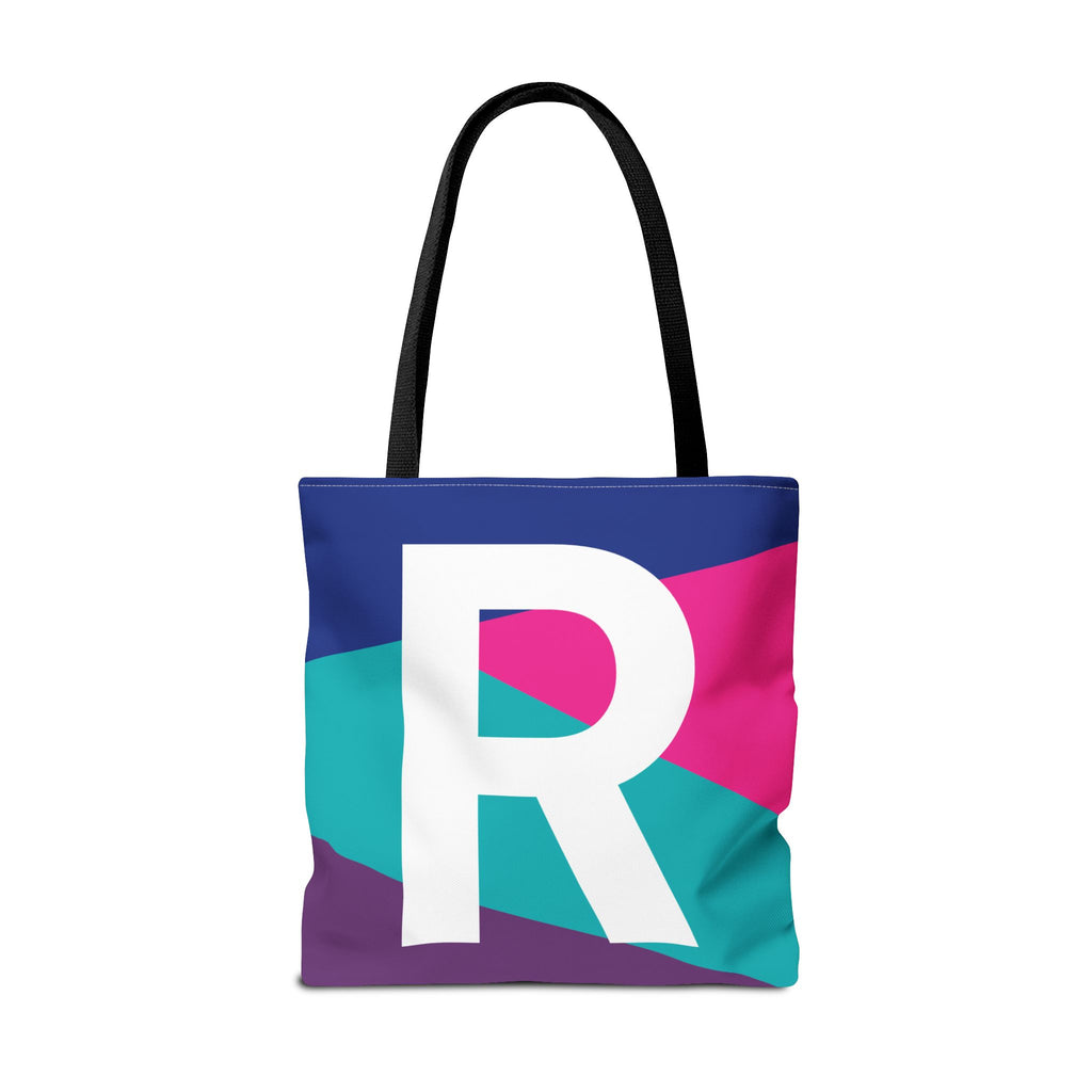 Monogram 'R' Colorblock Tote Bag — Personalized Initial R Shoulder Tote