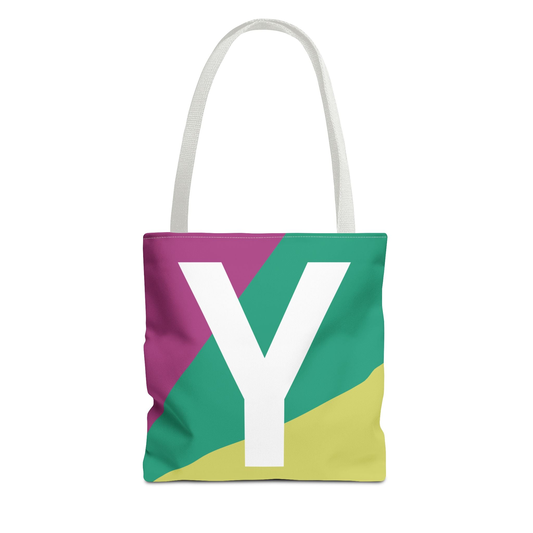 Monogram 'Y' Colorblock Tote Bag — Personalized Initial Y Shoulder Tote