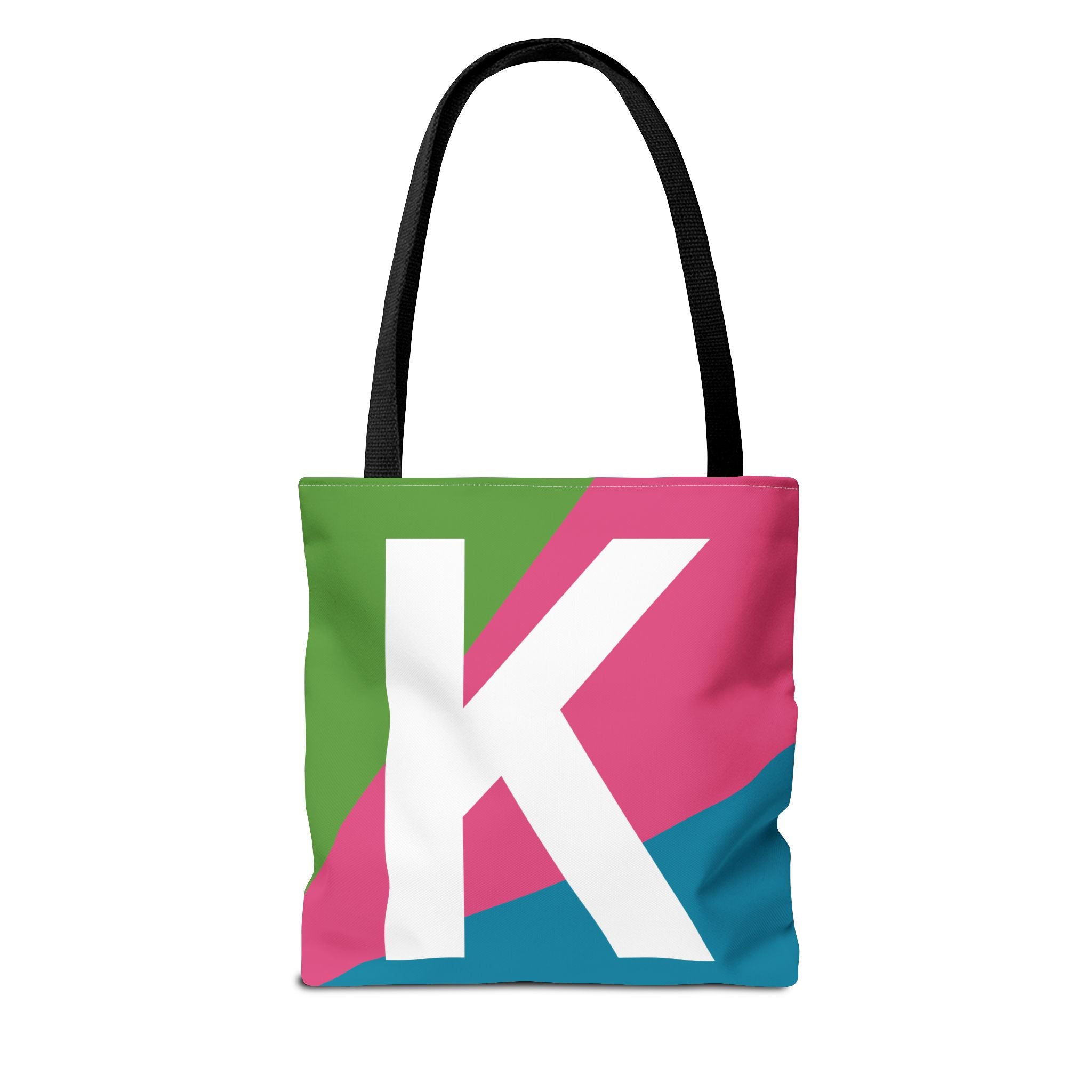 Monogram 'K' Colorblock Tote Bag — Personalized Initial K Shoulder Tote