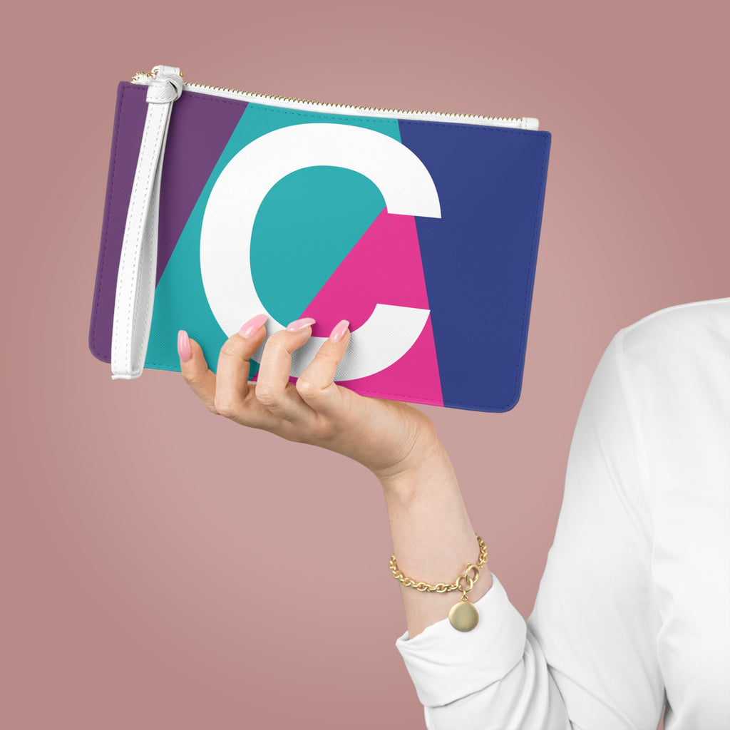 Monogram 'C' Colorblock Clutch Bag — Bold Geometric Wristlet for Everyday & Gifts