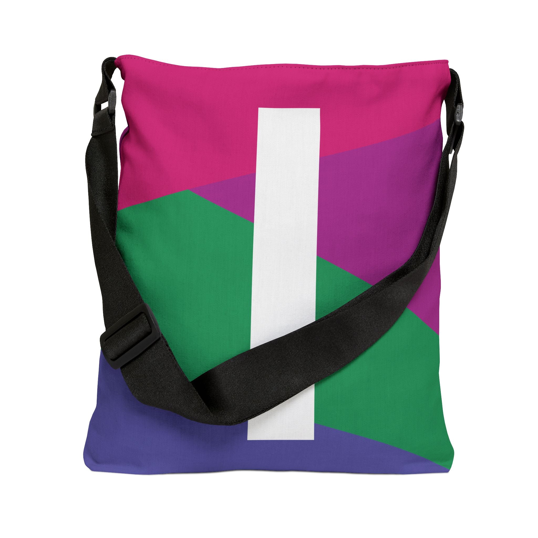 Initial Letter 'I' Colorblock Adjustable Tote Bag — Monogram Alphabet Shoulder Bag