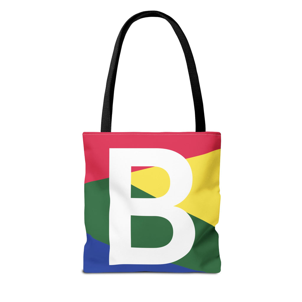 Monogram 'B' Colorblock Tote Bag — Personalized Initial B Shoulder Tote