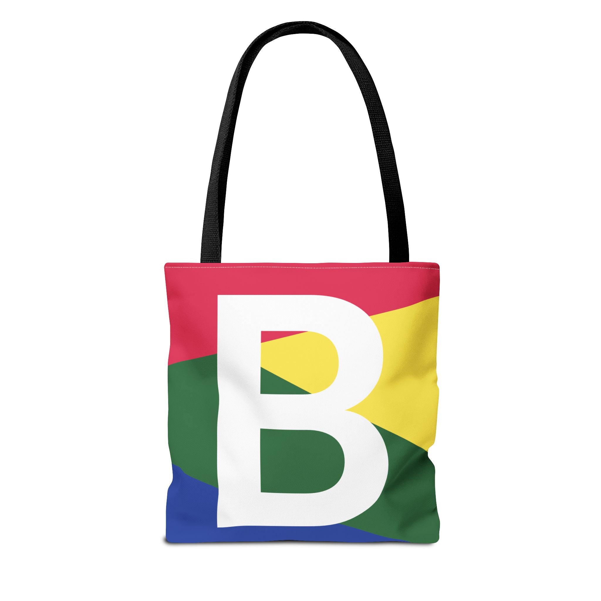 Monogram 'B' Colorblock Tote Bag — Personalized Initial B Shoulder Tote
