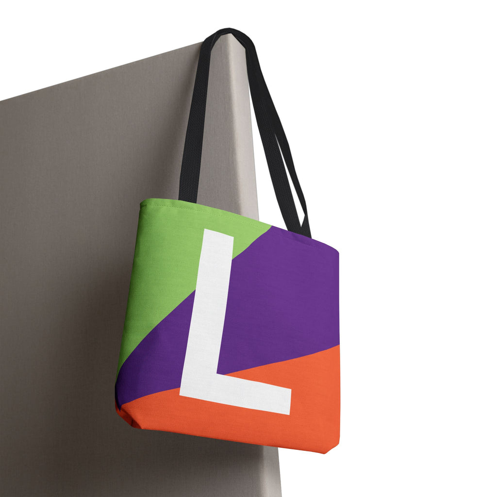 Monogram 'L' Colorblock Tote Bag — Personalized Initial L Shoulder Tote