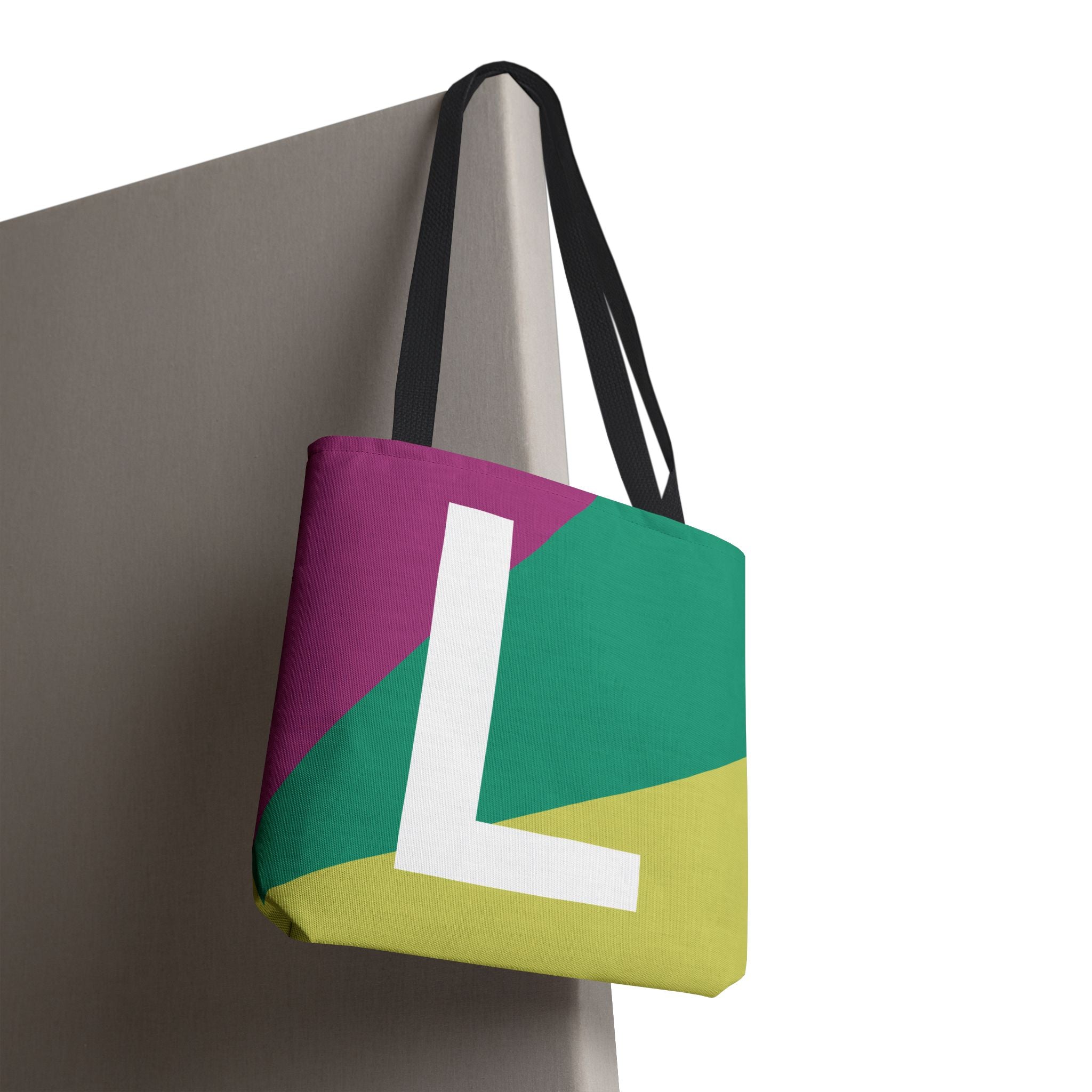 Monogram 'L' Colorblock Tote Bag — Personalized Initial L Shoulder Tote