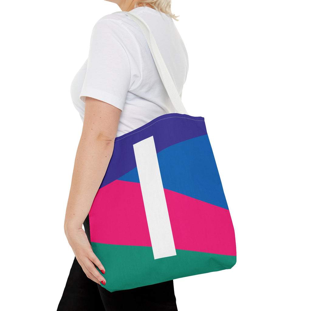 Monogram 'I' Colorblock Tote Bag — Personalized Initial I Shoulder Tote