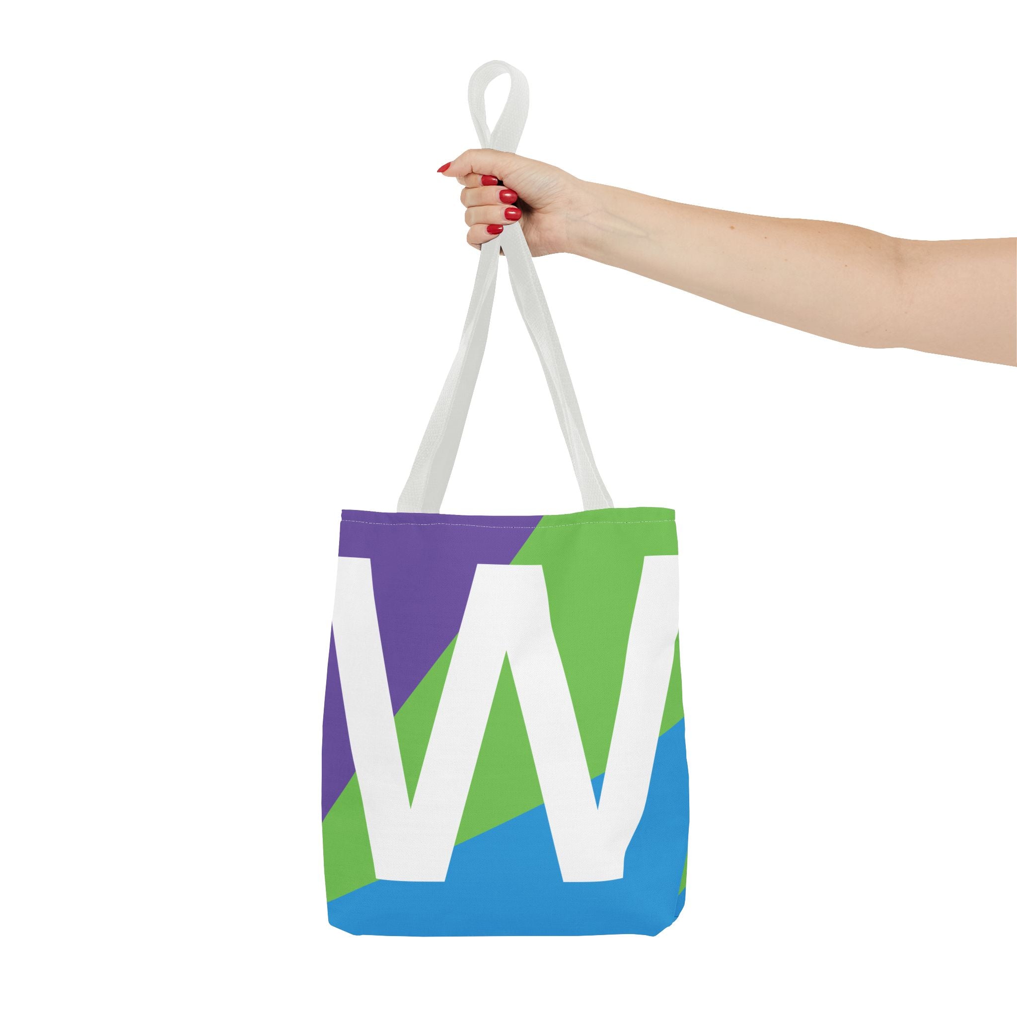 Monogram 'W' Colorblock Tote Bag — Personalized Initial W Shoulder Tote