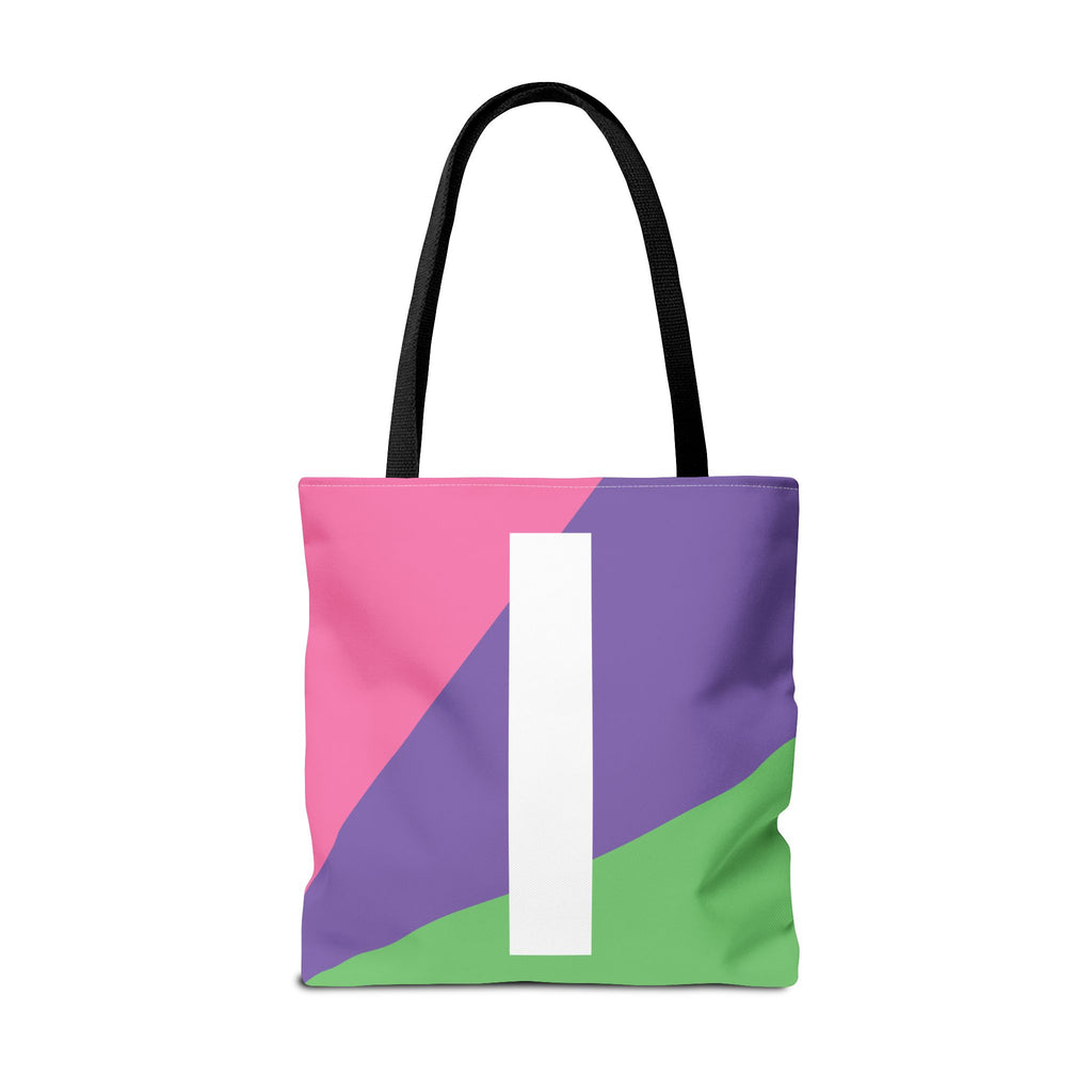 Monogram 'I' Colorblock Tote Bag — Personalized Initial I Shoulder Tote