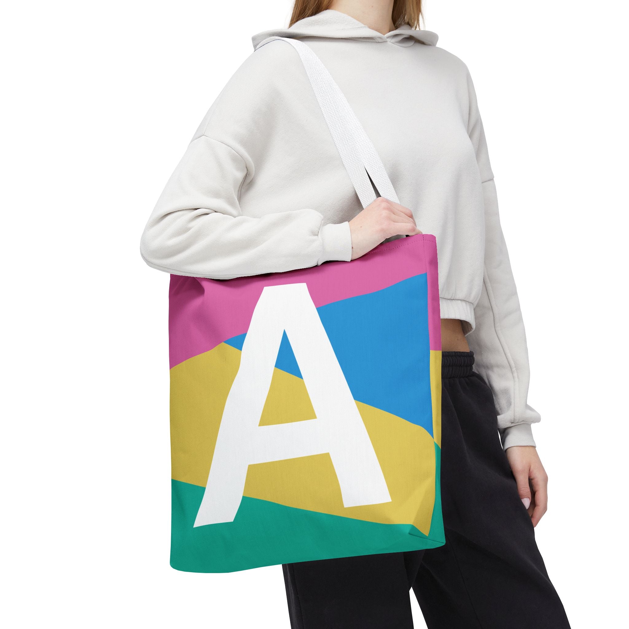 Monogram 'A' Colorblock Tote Bag — Personalized Initial A Shoulder Tote