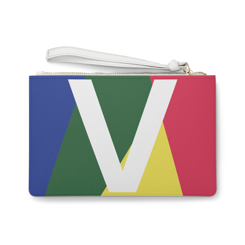 Monogram 'V' Colorblock Clutch Bag — Bold Geometric Wristlet for Everyday & Gifts