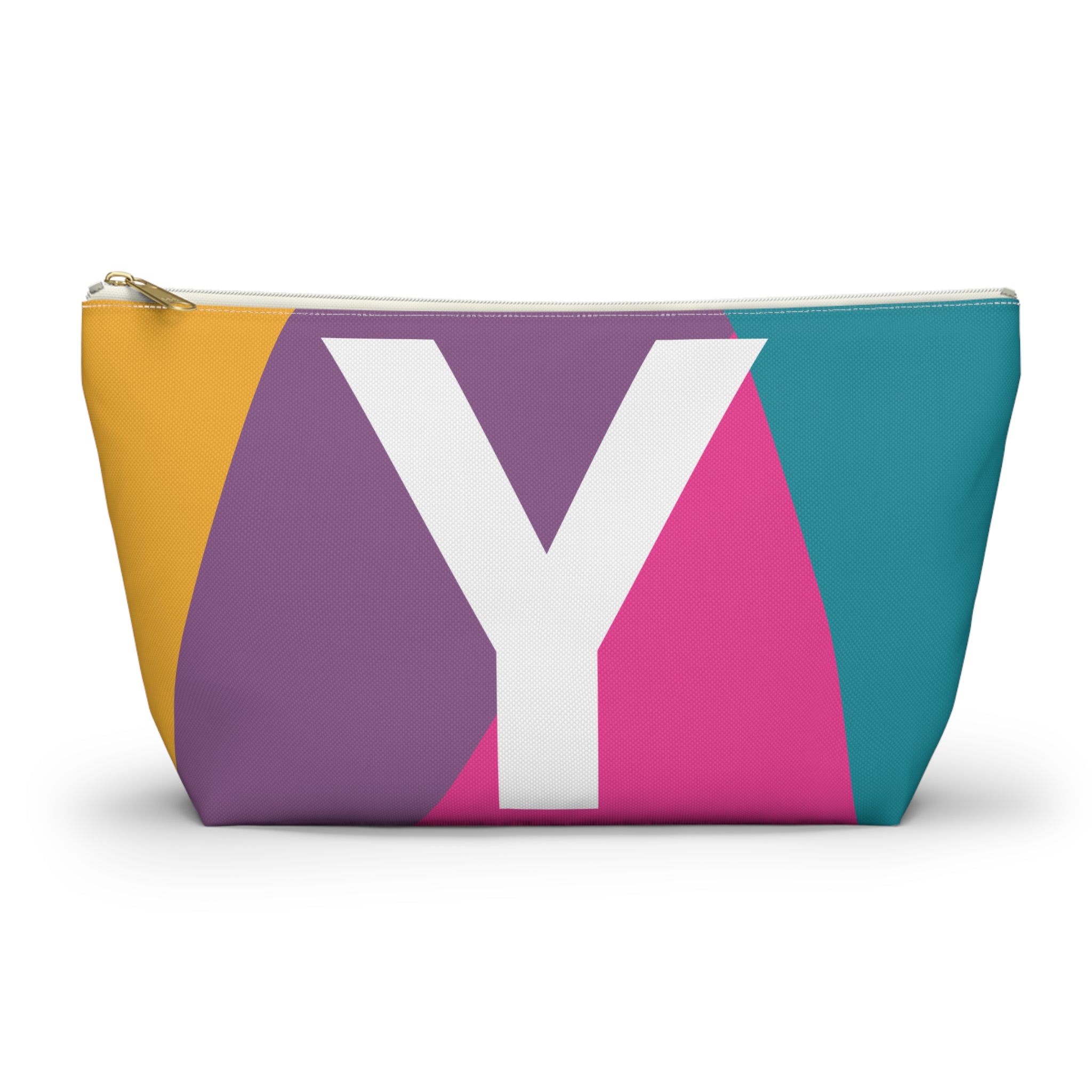 Initials Colorblock Accessory Pouch — Monogram Y T-Bottom Cosmetic Bag