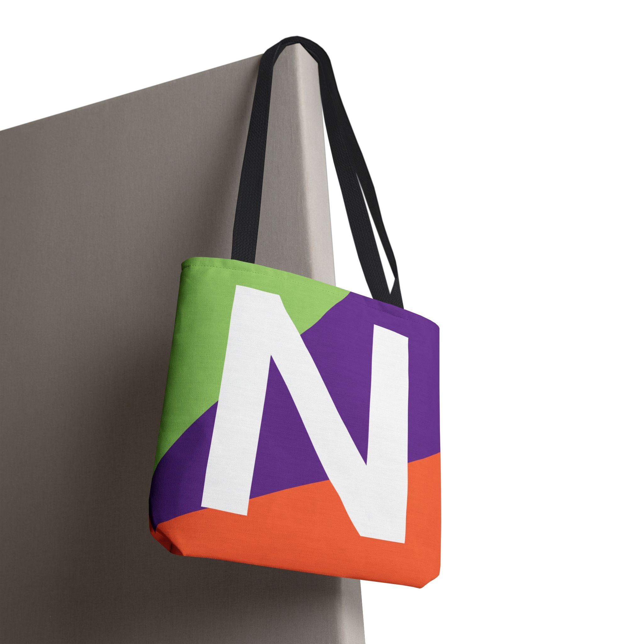 Monogram 'N' Colorblock Tote Bag — Personalized Initial N Shoulder Tote