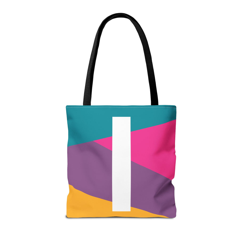 Monogram 'I' Colorblock Tote Bag — Personalized Initial I Shoulder Tote