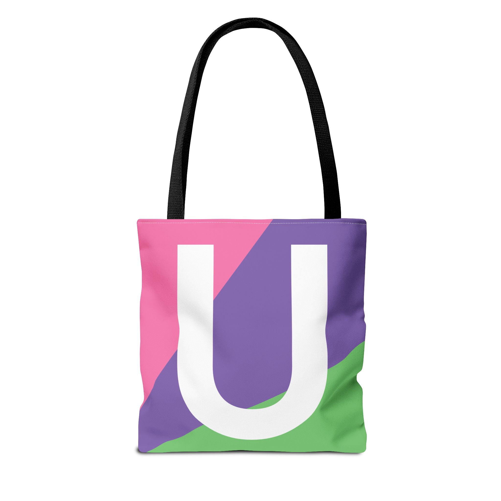 Monogram 'U' Colorblock Tote Bag — Personalized Initial U Shoulder Tote