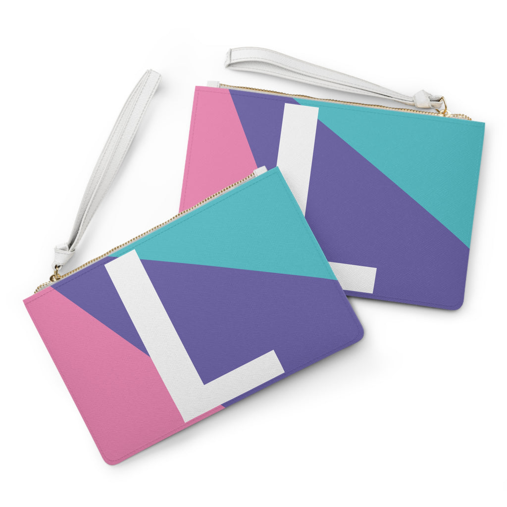 Monogram 'L' Colorblock Clutch Bag — Bold Geometric Wristlet for Everyday & Gifts
