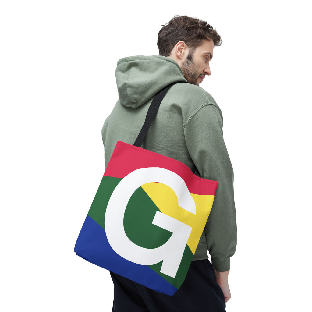 Monogram 'G' Colorblock Tote Bag — Personalized Initial G Shoulder Tote
