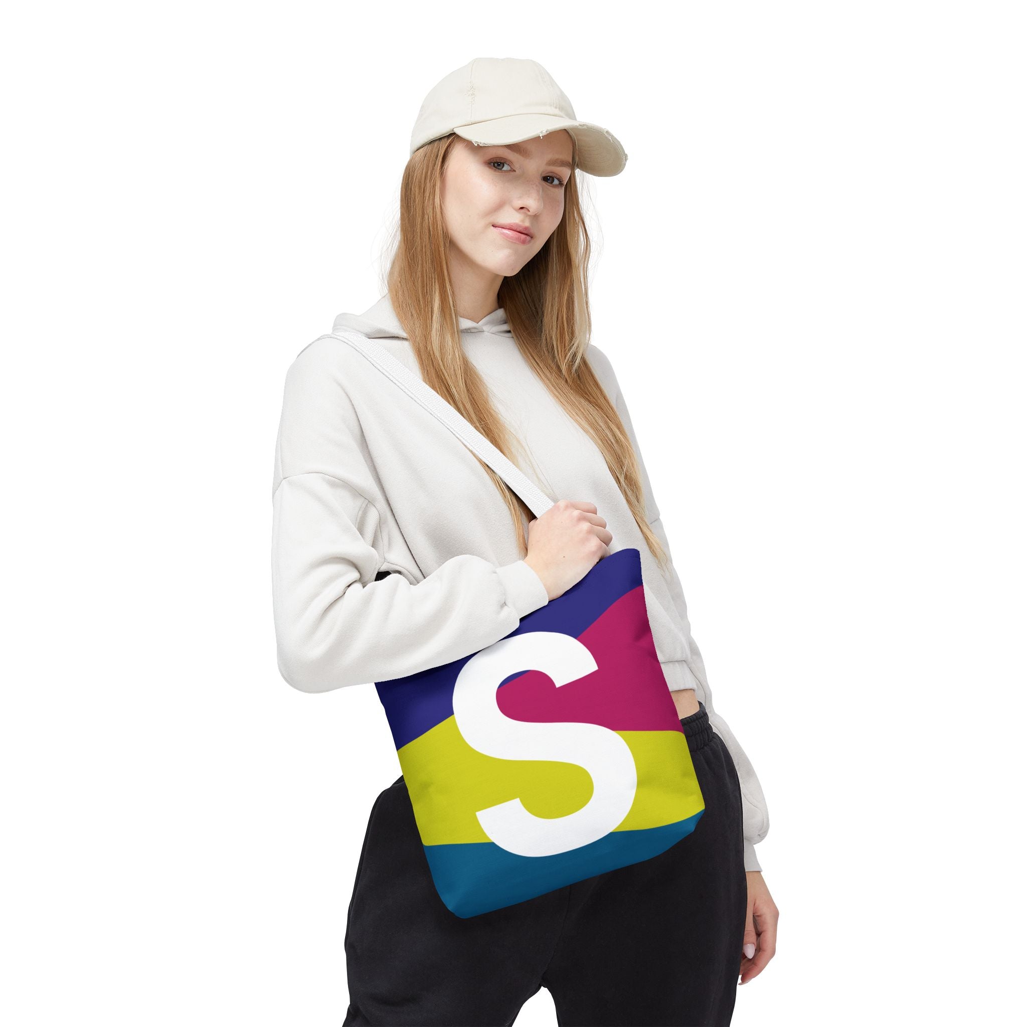 Monogram 'S' Colorblock Tote Bag — Personalized Initial S Shoulder Tote