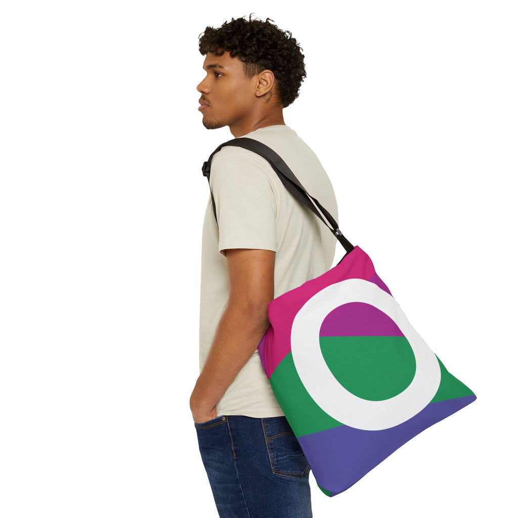 Initial Letter 'O' Colorblock Adjustable Tote Bag — Monogram Alphabet Shoulder Bag