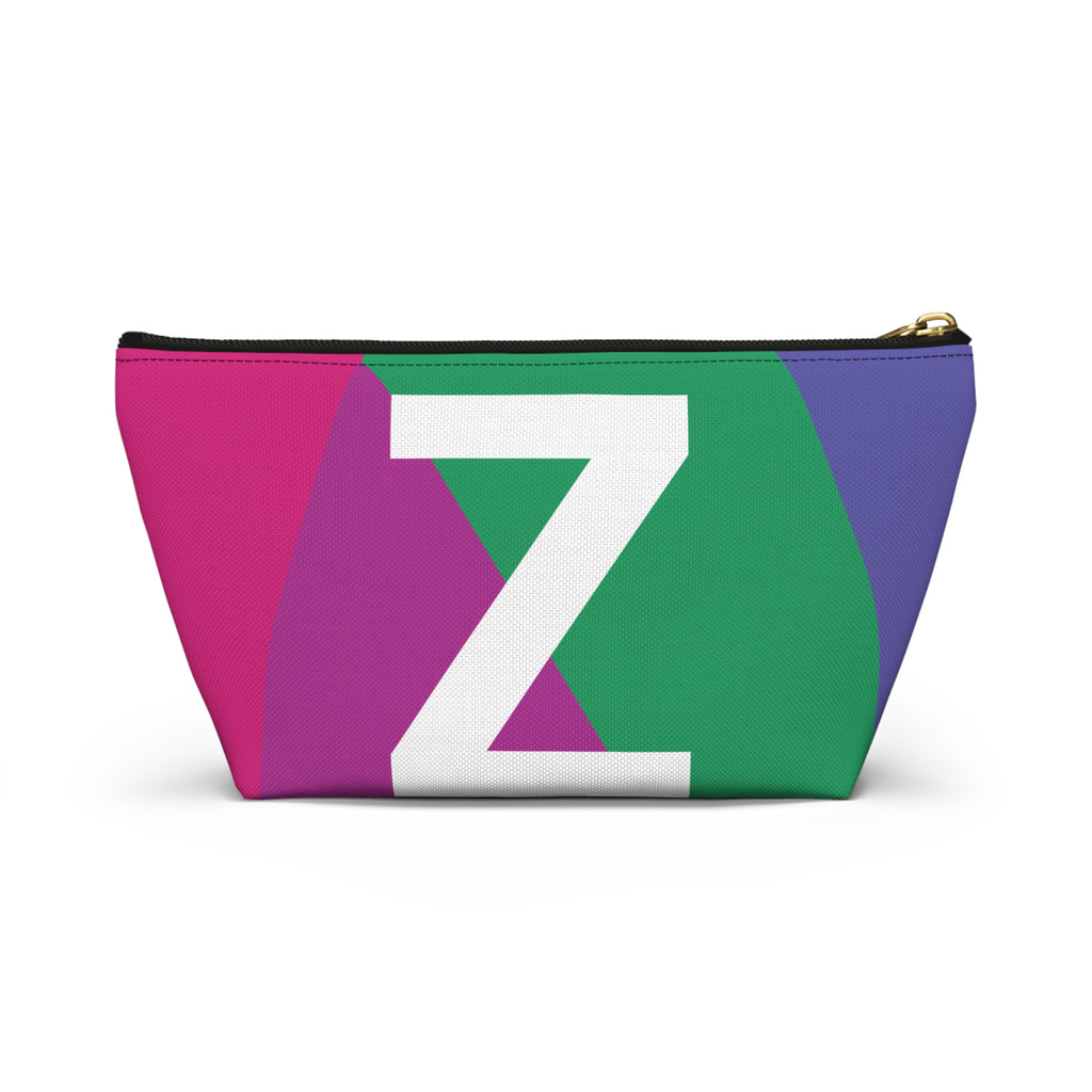 Initials Colorblock Accessory Pouch — Monogram Z T-Bottom Cosmetic Bag