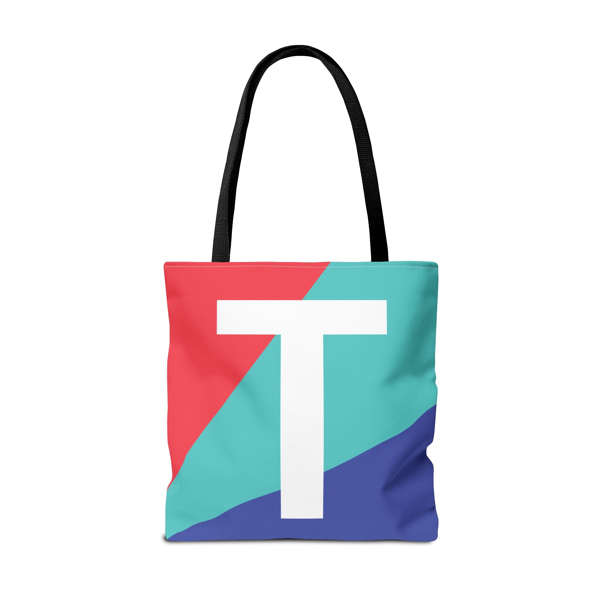 Monogram 'T' Colorblock Tote Bag — Personalized Initial T Shoulder Tote