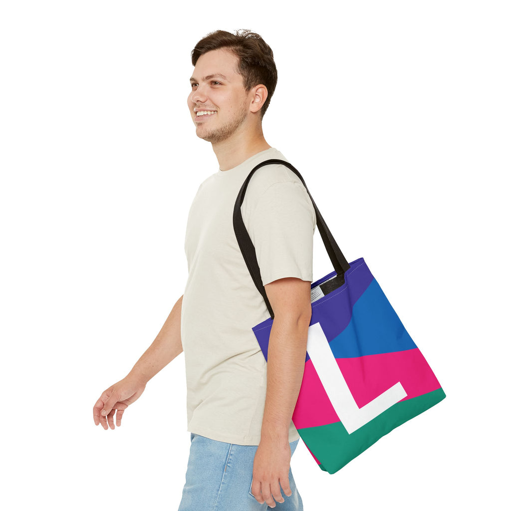 Monogram 'L' Colorblock Tote Bag — Personalized Initial L Shoulder Tote