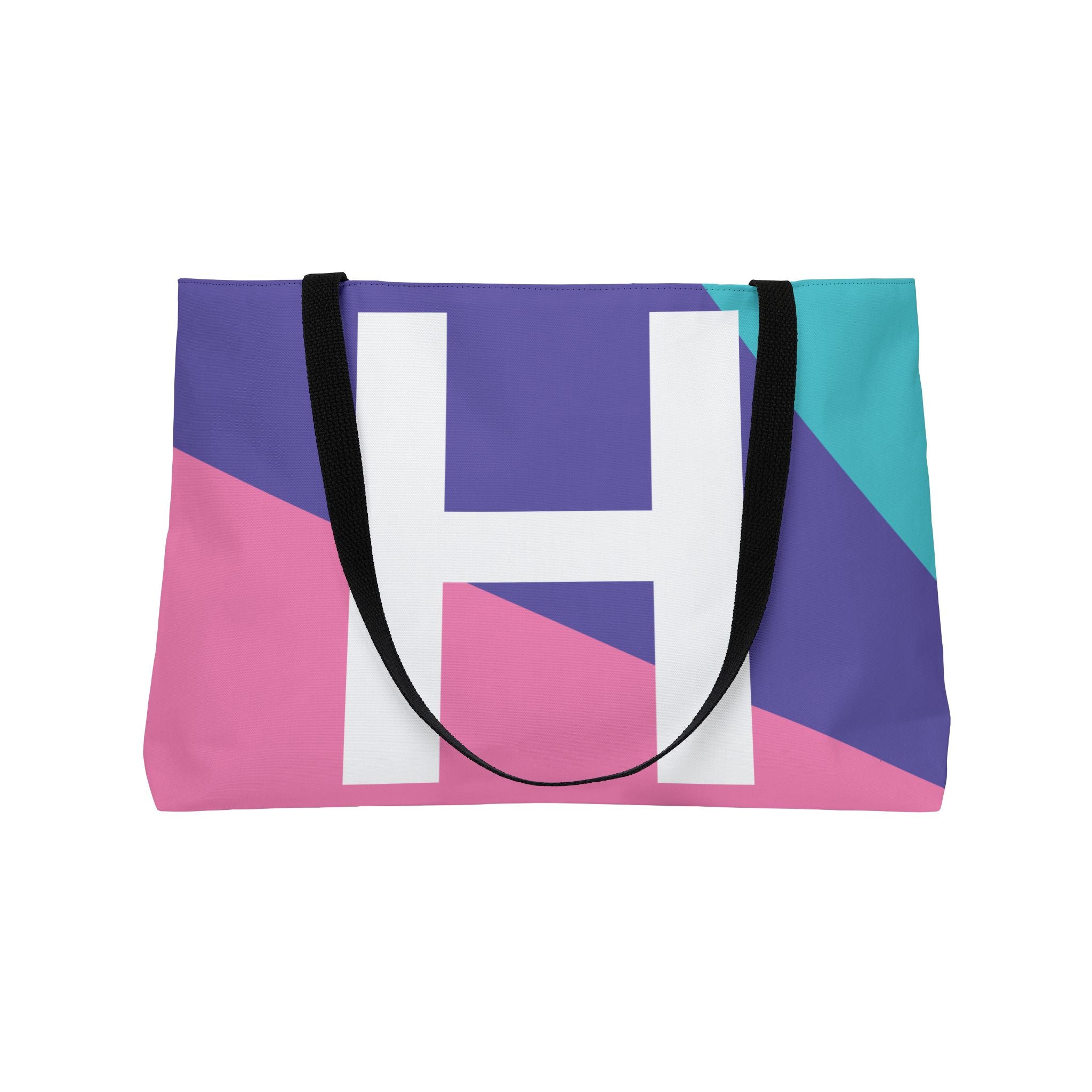 Personalized 'H' Colorblock Tote Bag — Monogram Weekender Tote