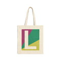 Initial L Colorblock Canvas Tote Bag — Monogram Letter L Reusable Grocery Tote