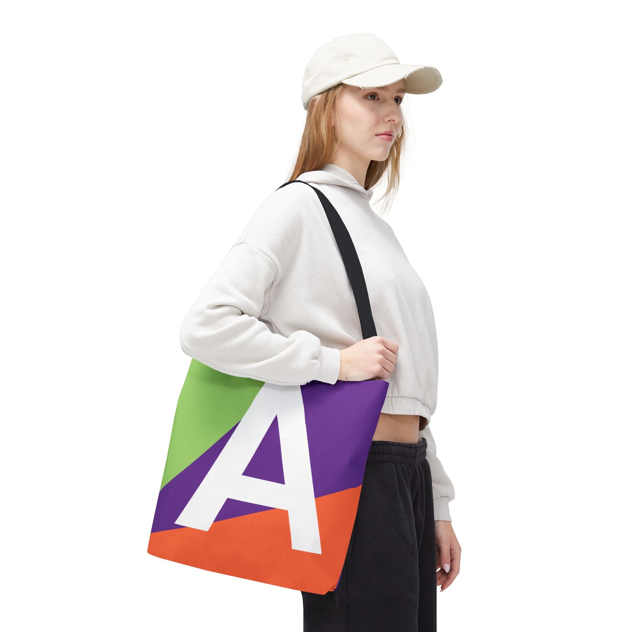 Monogram 'A' Colorblock Tote Bag — Personalized Initial A Shoulder Tote