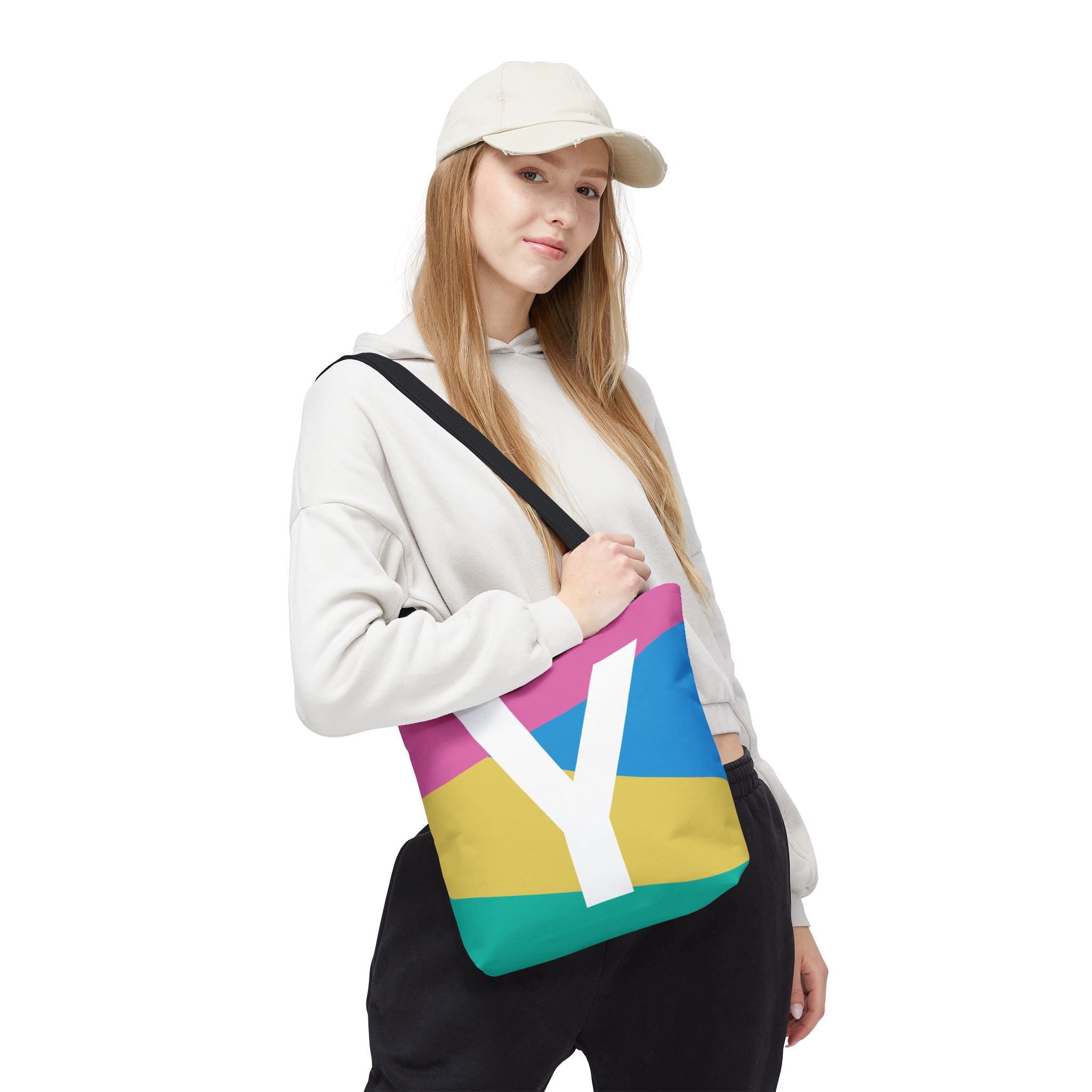 Monogram 'Y' Colorblock Tote Bag — Personalized Initial Y Shoulder Tote